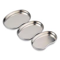 Stainless Steel Bent Tray Disinfection Set: Anti-Iodine Surgical Trays (Large, Medium, Small) Small white