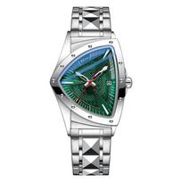 Oidea Men's Triangle Case Stainless Steel Band Quartz Watch 3ATM Water-Resistant Luminous Calendar Date Business Casual Stylish Durable Adjustable