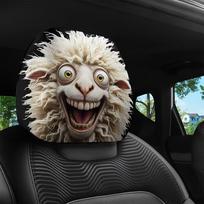 Crazy Little Sheep Cartoon Car Headrest Cover, Elastic Fit & Washable, Personalized Car Interior Accent Decor 1pc gray