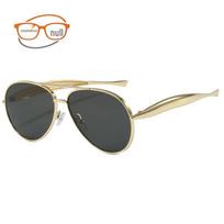 European Retro Frog-Shaped Metal Frame Sunglasses for Women beige