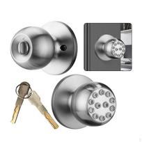 Keypad Door Knob Lock Easy Installation Keyless Entry Auto Pin Code with Argent gray