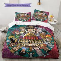 Jojos Bizarre Adventure Pattern Bedding Quilt Set Quilt Cover Pillowcase Home Birthday Gift(1 * duvet cover + 2 * pillowcase, without core) 140x200cm