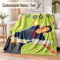 Harry Styles Custom Name Flannel Throw Blanket Soft Warm for Sofa Bed Indoor Home Use 130cmx150cm