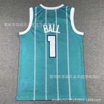 Siuvinėtas krepšinio marškinėlis Charlotte Hornets LaMelo Ball 1 Baltas Žalias Mėlynas Unisex Suaugusiems Medvilniniai Sportiniai Drabužiai XL