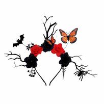 1PC Halloween Gothic Headpiece, Branches/Roses/Butterflies/Bats/Spider, Spooky Festive Hair Decor black