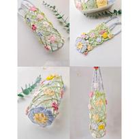 Handmade Crochet Cup Holder Knitted Cup Sleeve Cute Crochet Water Bottle Carrier  Outdoor Camping Butterfly gray