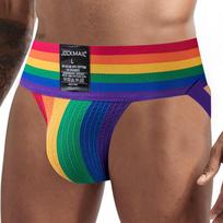JOCKMAIL Men's Rainbow Thong: Breathable, Wide Waistband, Large Pouch, Butt-Lifting, Backless Sportswear blue