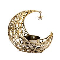 Eid Mubarak Ramadan Metalinis žvakidė Mėnulio formos žvakidė Namų stalo ornamentas Miegamojo vitrinai Svetainei auksinė
