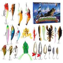 24 Days Countdown Fishing Lures Acrylic Advent Calendar Christmas Themed Present Creative Fishing Tackle Blind Box 3 black