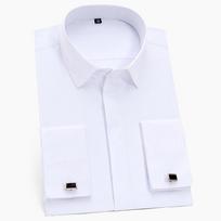 Kieti Prancūziški Manžetai Vyriški Proginiai Marškiniai Ilgomis Rankovėmis Slim Fit 5XL white