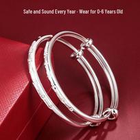 999 Sterling Silver Snake Year Baby Bracelet, Smooth Surface - First Birthday Present. 999 Pure Silver white