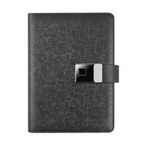 A5 Leather 6 Ring Binder Notebook Planner Wireless Charging Loose Leaf Notebook With Powerbank and Fingerprint Lock (Black,A5) juoda