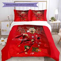 Cristiano Ronaldo Fans Bedding Set Breathable Duvet Cover with Pillowcases Decorative Bed Linen for Bedroom Home Decoration Birthday Gift 135cmx200cm