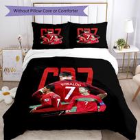 Cristiano Ronaldo Fans Bedding Set Breathable Duvet Cover with Pillowcases Decorative Bed Linen for Bedroom Home Decoration Birthday Gift 135cmx200cm