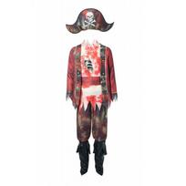 Caribbean Pirate Captain Costume Set Halloween Cosplay Mens Role Play Outfit With Hat Jacket Pants Belt Boot Covers 2XL brown