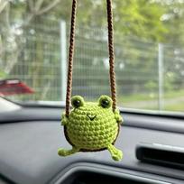 Cute Handmade Knitted Animal Car Charms Frog Penguin Duck Chick Car Interior Decoration Lovely Auto Accessories gray