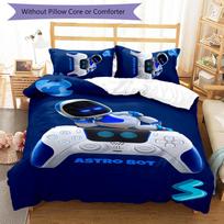 3pcs Astro Bot pattern bedding set duvet cover set includes duvet cover &pillowcases,perfect all season bedroom decoration&gift 135cmx200cm white