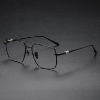 Pure titanium eyeglass frames, the same style as those worn by celebrities, fashionable and trendy, large frames, aviator style, gold-colored square juoda