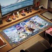 Genshin Impact Color Mouse Pad Large Gaming Table Cushion Non-slip Laptop Tablet Big Mousepad XXL Mat Mini PC Playmat With Lock edge 30cmx60cm(11.8x23.6inch) white