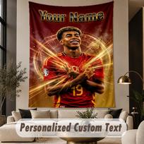 Custom Text Tapestry Lamine Yamal Print Wall Tapestry Indoor Living Room Wall Decor 150cmx200cm