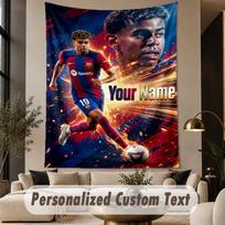Custom Text Tapestry Lamine Yamal Print Wall Tapestry Indoor Living Room Wall Decor 180cmx230cm