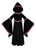 Halloween Parent-Child Costume Girls Party Costume Adult European Medieval Burgundy Vampire M black