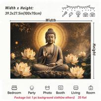1Pcs Buddha Lotus Flowers Pattern Decoration Background Backdrop For Photo Studio Photo Booth Party 100x75cm brown