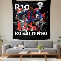 Ronaldinho Football Design Patterned tapestry for bedroom and living room home decor 75x90cm(29x35in) gray