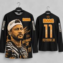 2026 Neymar 11th Century Retro Football Jersey Women's Long-Sleeved T-Shirt 3D Print White Casual Sports Shirt Streetwear Harajuku XL orange