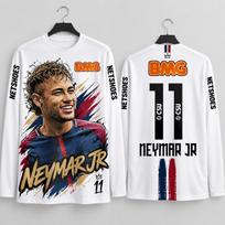 2026 Neymar 11th Century Retro Football Jersey Women's Long-Sleeved T-Shirt 3D Print White Casual Sports Shirt Streetwear Harajuku 4XL black