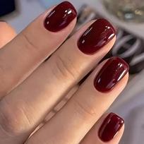 ARTAUG 24PCS Press On Nails Short Square Wine Red Full Cover Fake Nail Set Summer Nails Tipsy Christmas Mother's Day Glisten raudona