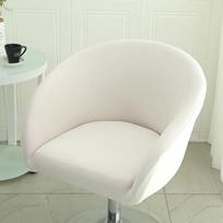 Universal Curved Chair Cover Short Back Elastic Spandex Dustproof Printed Armchair Protector For Dining Room Home Decor beige