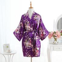 KoB Moterys Sexy Cherry Blossom kimono chalatas, chalatas, apatinis trikotažas, naktinis suknelė violetinė