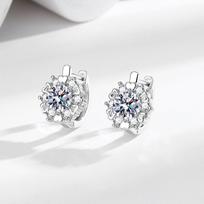 Zircon Copper Gold-Plated Women's Ear Cuffs & Dangle Stud Earrings white
