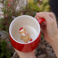 Kalėdiniai Mieli Gyvūnų Animaciniai Keraminiai Kavos Puodelių Rinkiniai 400ml