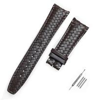 20 mm 22 mm odinė pynutė laikrodžio dirželis Seiko, Omega, lenktas galas, apyrankė su atlenkiamu užsegimu, pakaitinis vyriškas laikrodžio dirželis 22mm-Curved end gray