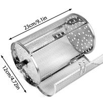 Rotisserie Basket 360° Rotated Stainless Steel Rotisserie Grill Roaster Non-Stick Washable Heat Resistant Oven Round Rack Basket gray