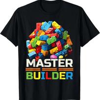 Master Builder Plytos Statybiniai elementai Žaislai Marškinėliai L juoda