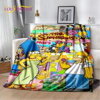 S-Simpsons animacinis pliušinis pledas, flanelinis pledas vaikams, pledas svetainei, miegamajam, lovai, sofai, žygiams, laisvalaikiui, trumpam miegui 75x90cm yellow