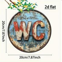 Senovinis rūdijęs WC tualeto patalpos apvalus metalinis ženklas xcm Vonios kambariui Namų sienų dekoras 20x30cm（7.8x11.8inch） gray