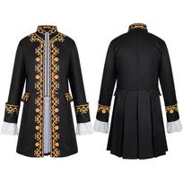 Men Tailcoat Century Medieval Regency Jacket Renaissance Steampunk Victorian Halloween Coat L juoda
