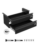 VEVOR 16  Wide Under Desk Drawer Slide Out, Under Desk Mounted Pull-out Drawer Attachment, Hidden Desktop 2 Layer Storage Organizer 45.7 x 22.7 x 20 cm