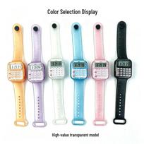 Children's Transparent Multifunction Calculator Watch with Date Display OPP Bag Package gray