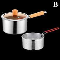 Stainless Steel Deep Frying Pot Tempura Fries Fryer With Strainer Chicken Fried Pan Kitchen Cooking Tool Fritadeira Oil Filter B gray