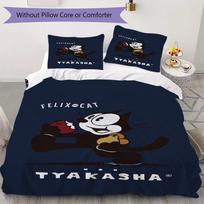 felix the cat Pattern Bedding uilt Set uilt Cover Pillowcase Home Decoration Birthday Gift (1 * duvet cover + 2 * pillowcase without core) 135x200cm white