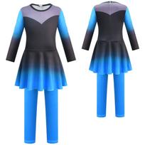 Girls Halloween Costume Jumpsuit Dress Outfit for Stage Performance and Cosplay Party 140 juoda