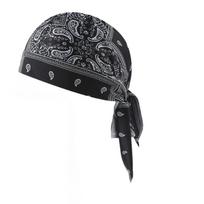 Skull Cap Helmet Liner Breathable Sweat Wicking Head Wrap Bandana Hat for Men Women Paisley Cycling Running Cap One Size black