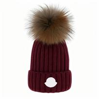 Hot-selling real raccoon fur ball wool hat winter thickened outdoor fashion casual warm knitted hat brown