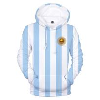 Unisex 3D Printed World Cup Hoodie with Argentina & Brazil Flags 150 white