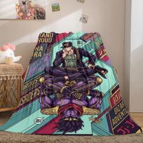 JoJo's Bizarre Adventure Beautiful Flannel Blanket, Printed Cartoon Design for Home Decor, Warm Sofa Bedding, Travel Throw_LIAN 100cm*150cm